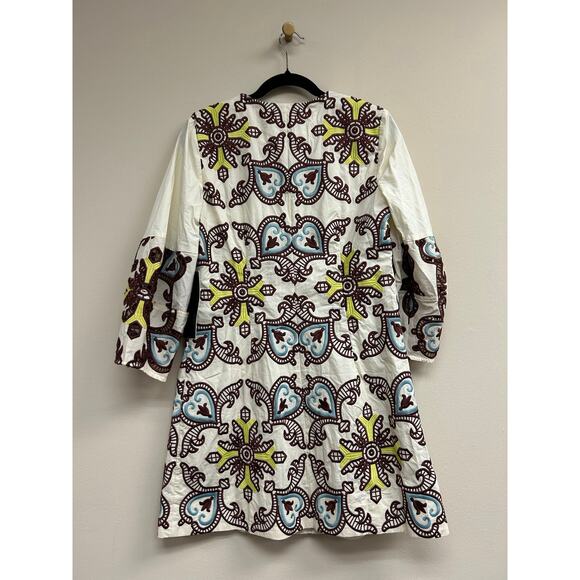 TUCKERNUCK Citron and Slate Blue Embroidered Long Sleeve Rhoda Tunic Dress - NWT - Picture 4 of 5